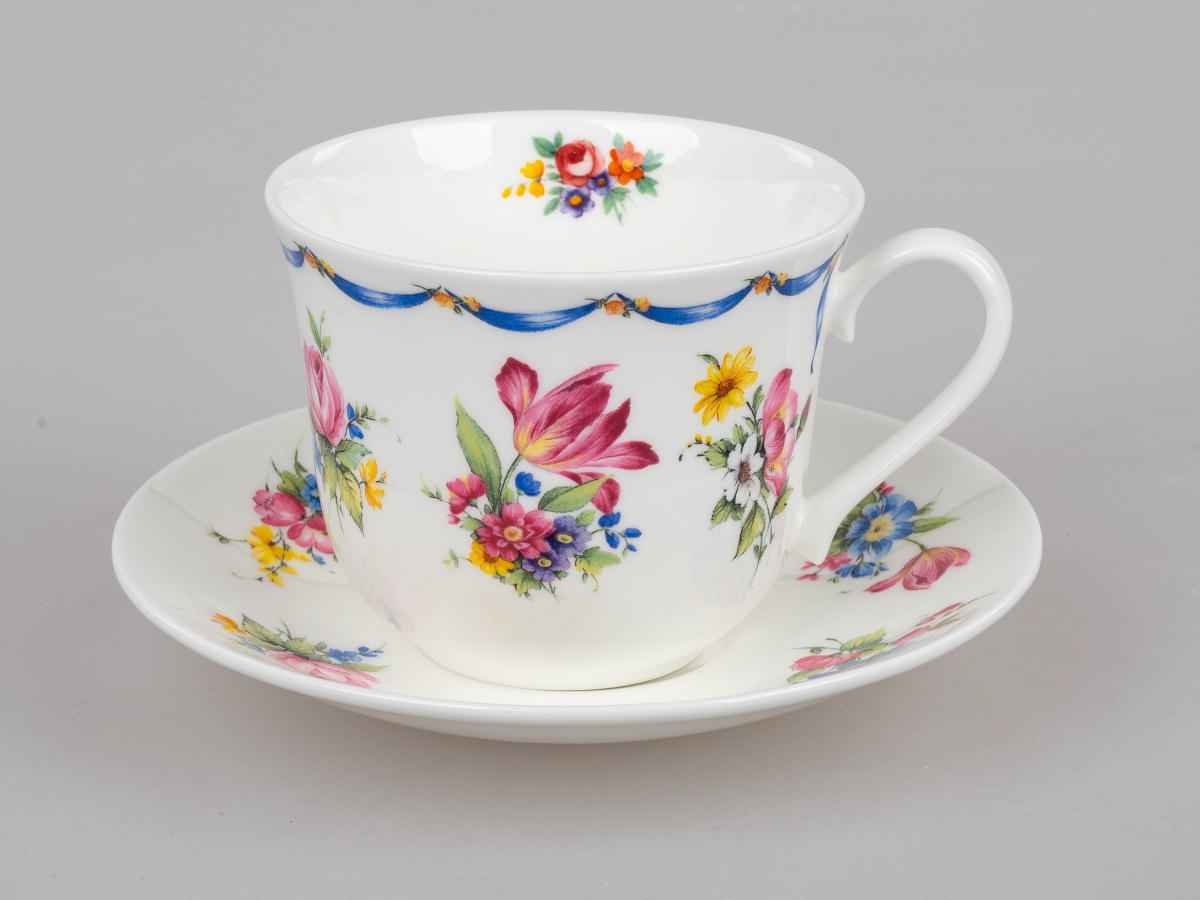 Roy Kirkham Hortensie Tasse - Fine Bone China Jumbo Tasse Mit Untertasse (450 Ml)